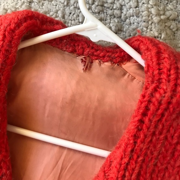 VINTAGE 1960s ORANGE KNIT COAT - size M/L - Picture 3 of 7